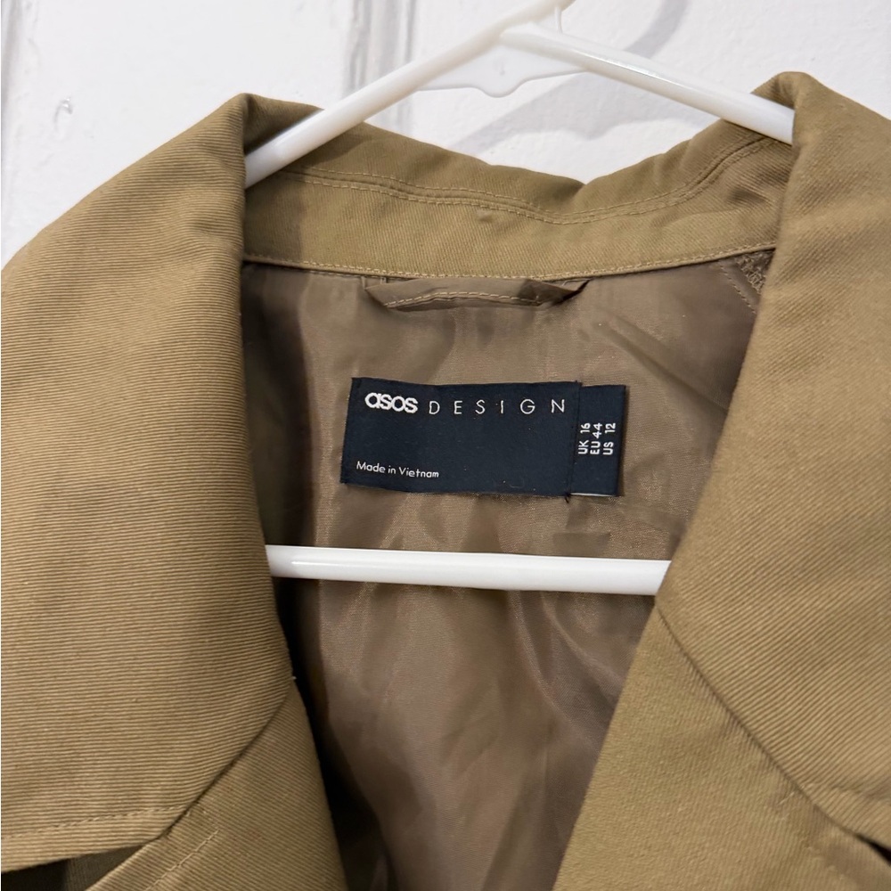 Olive Double-Breasted Trench Jacket - Women - Picture 3 of 5